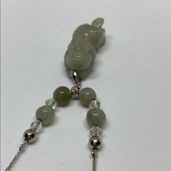 18k gold plated jade dragon pendant with chain - Picture 2 of 8